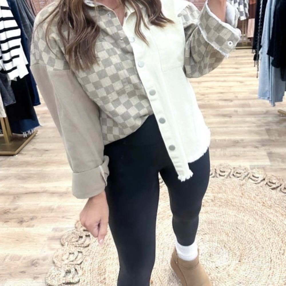 Checkered shacket